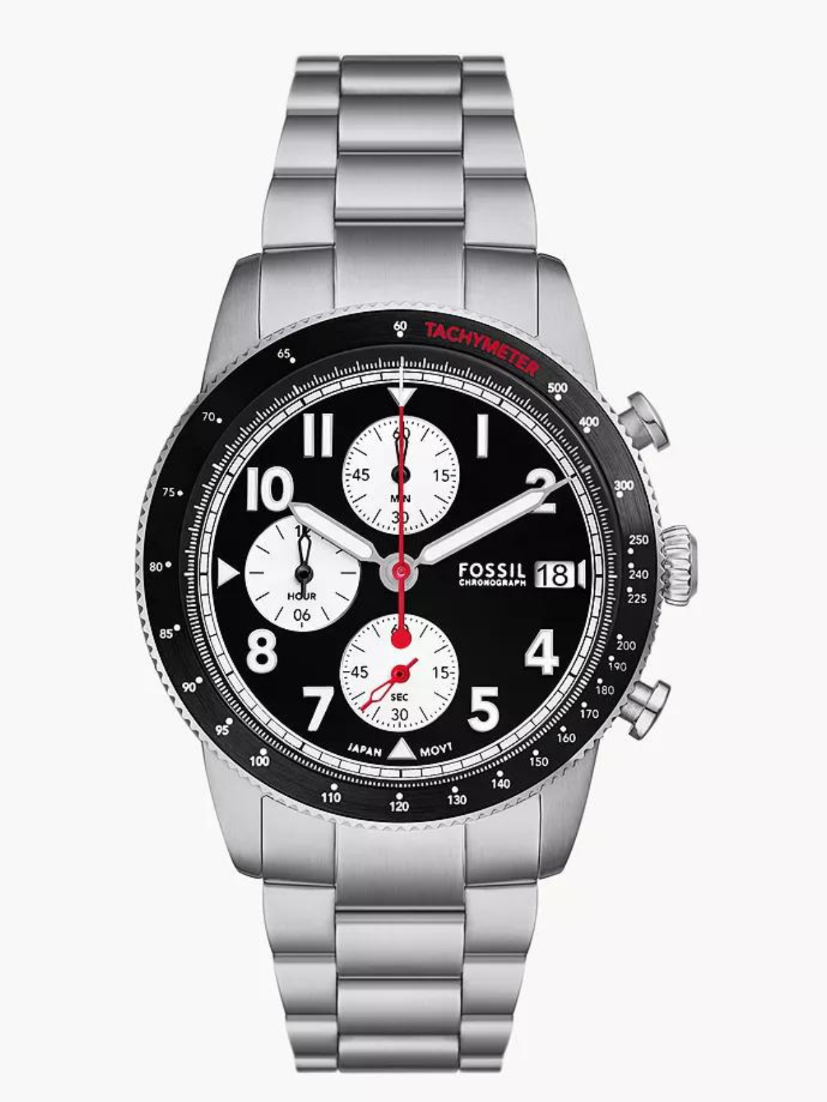 FOSSIL Sport Tourer Chronograph Silver-Tone Stainless Steel Watch