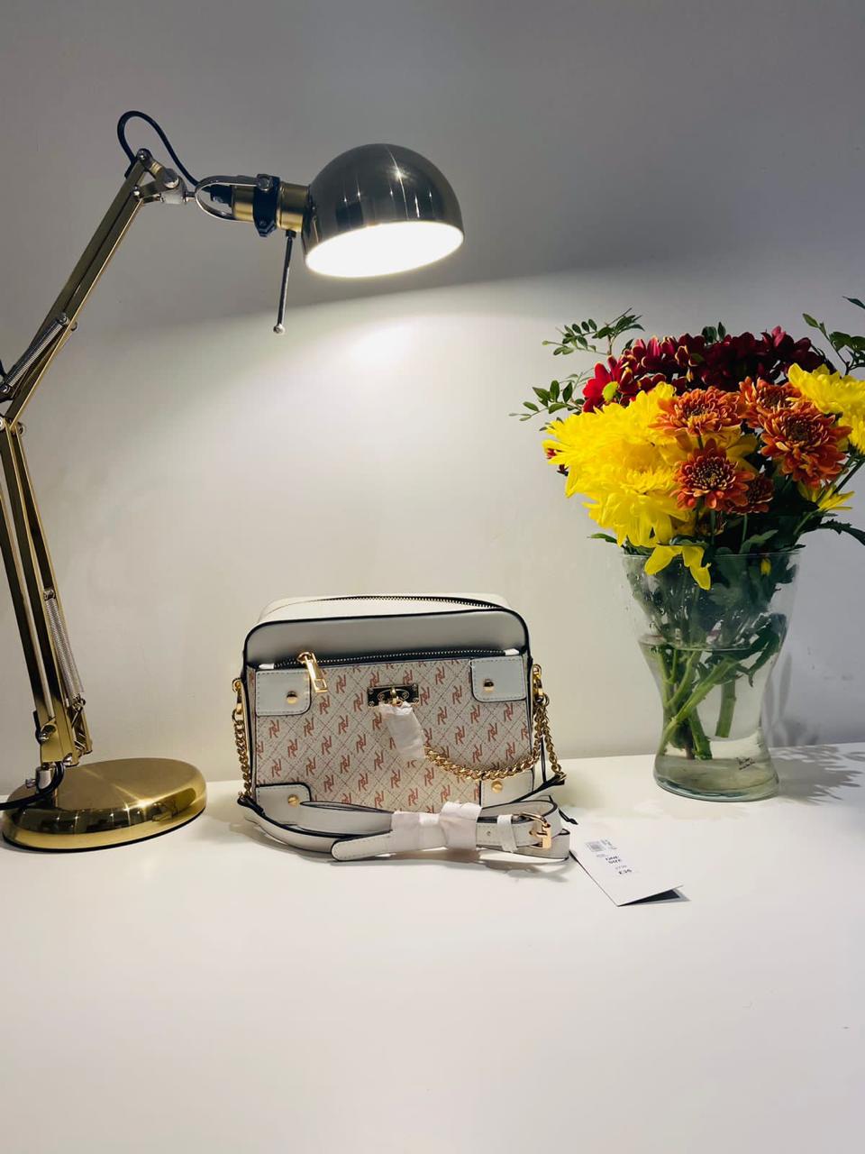 River Island White Padlock Chain Boxy Bag