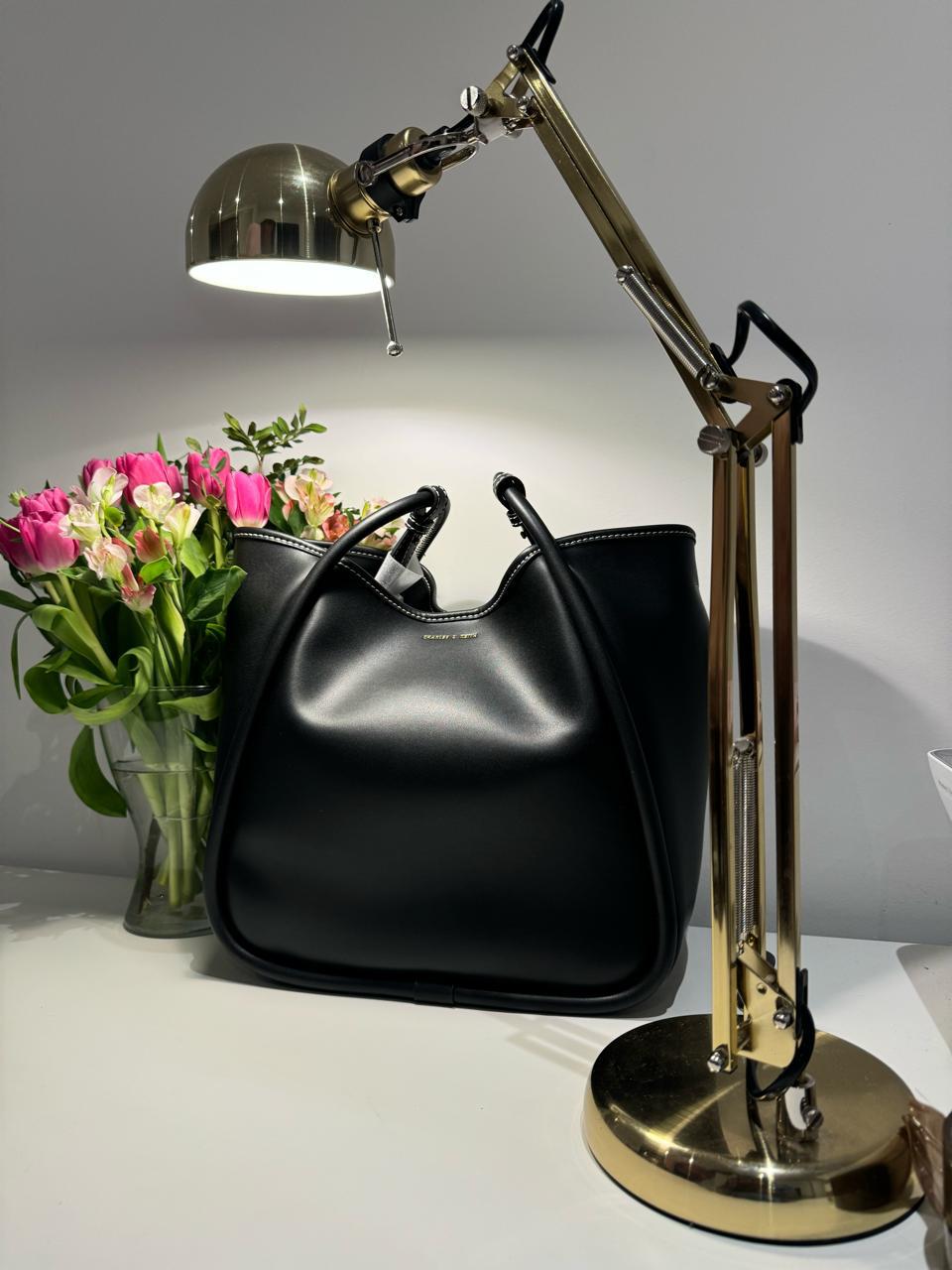 Charles & Keith Tubular Slouchy Tote Bag - Black