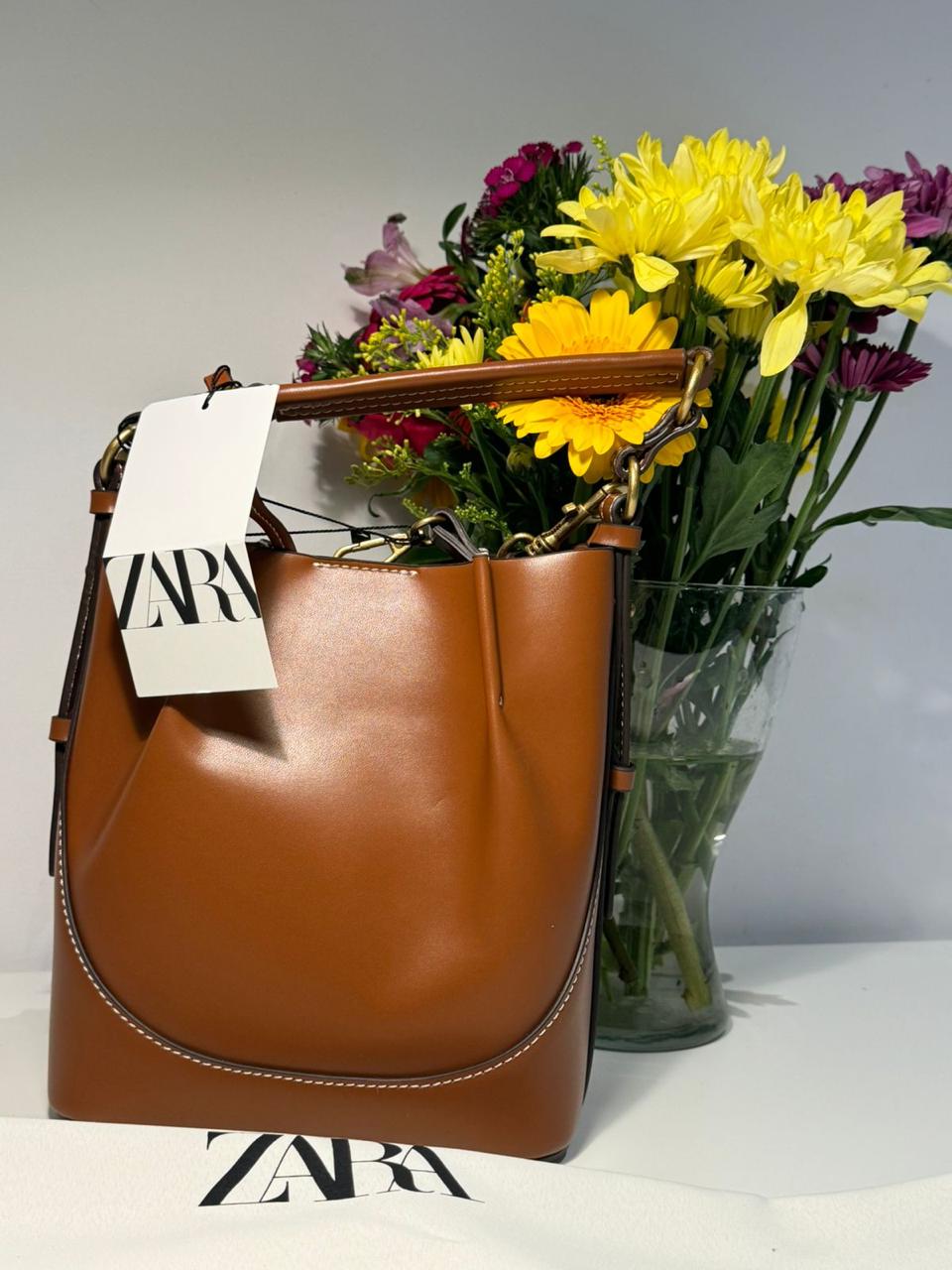 ZARA Brown Bucket Bag with Buckle