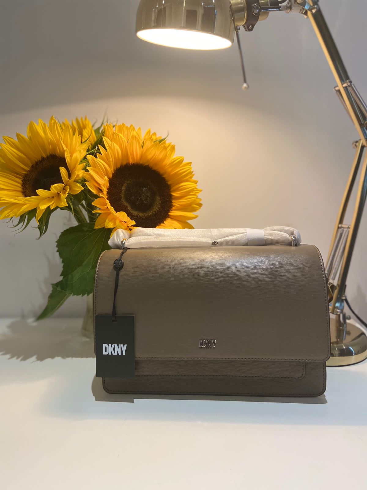 DKNY Leather cross body bag with logo