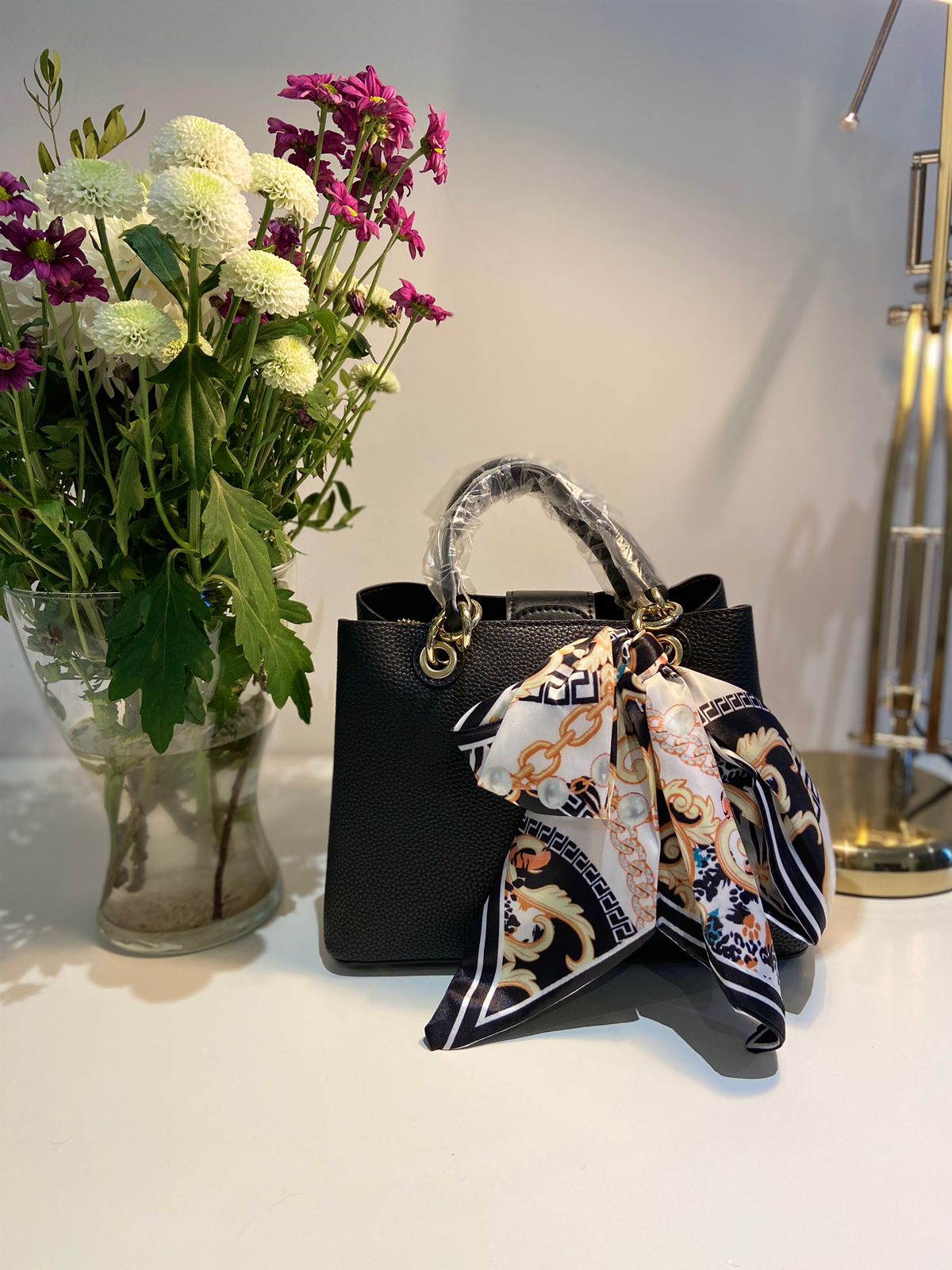 Aldo Solid Black Satchel Bag