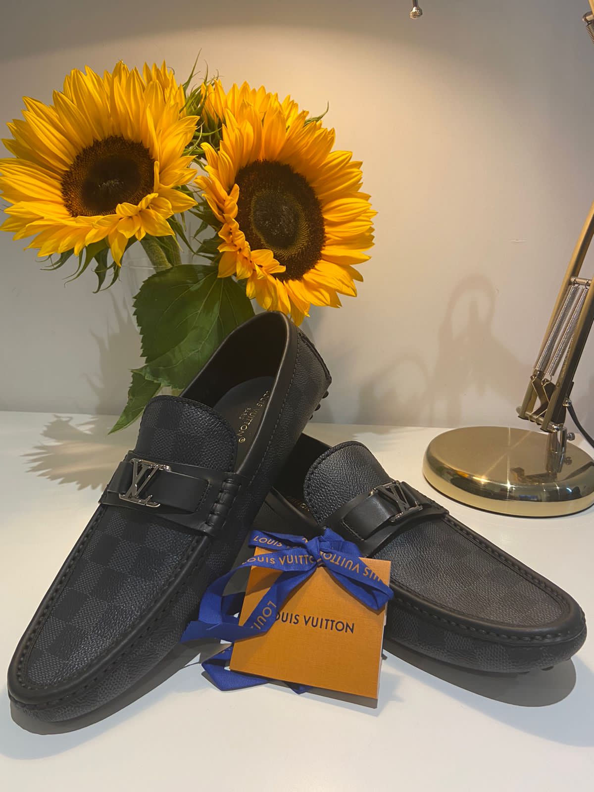 LOUIS VUITTON DAMIER GRAPHITE HOCKENHEIM MOCCASINS LOAFERS