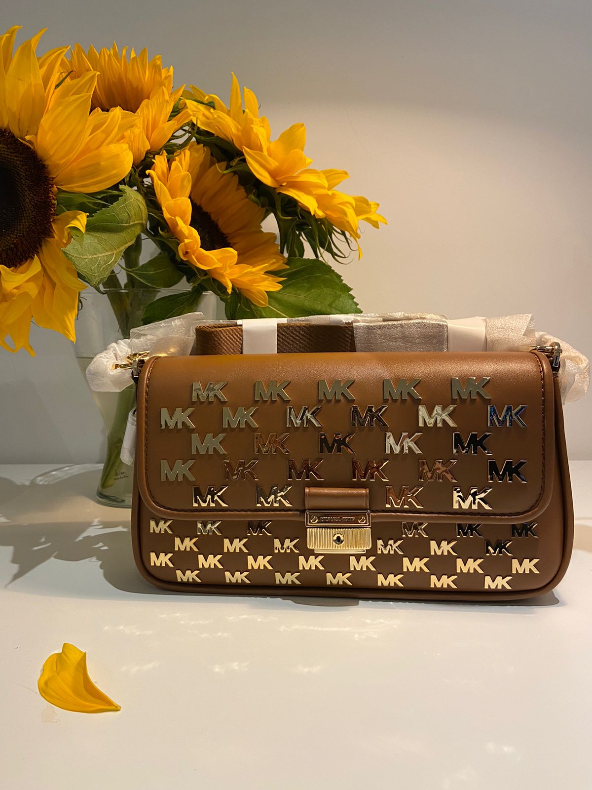 Michael Kors Bradshaw Small Logo Embossed Patent Leather Convertible Shoulder Bag