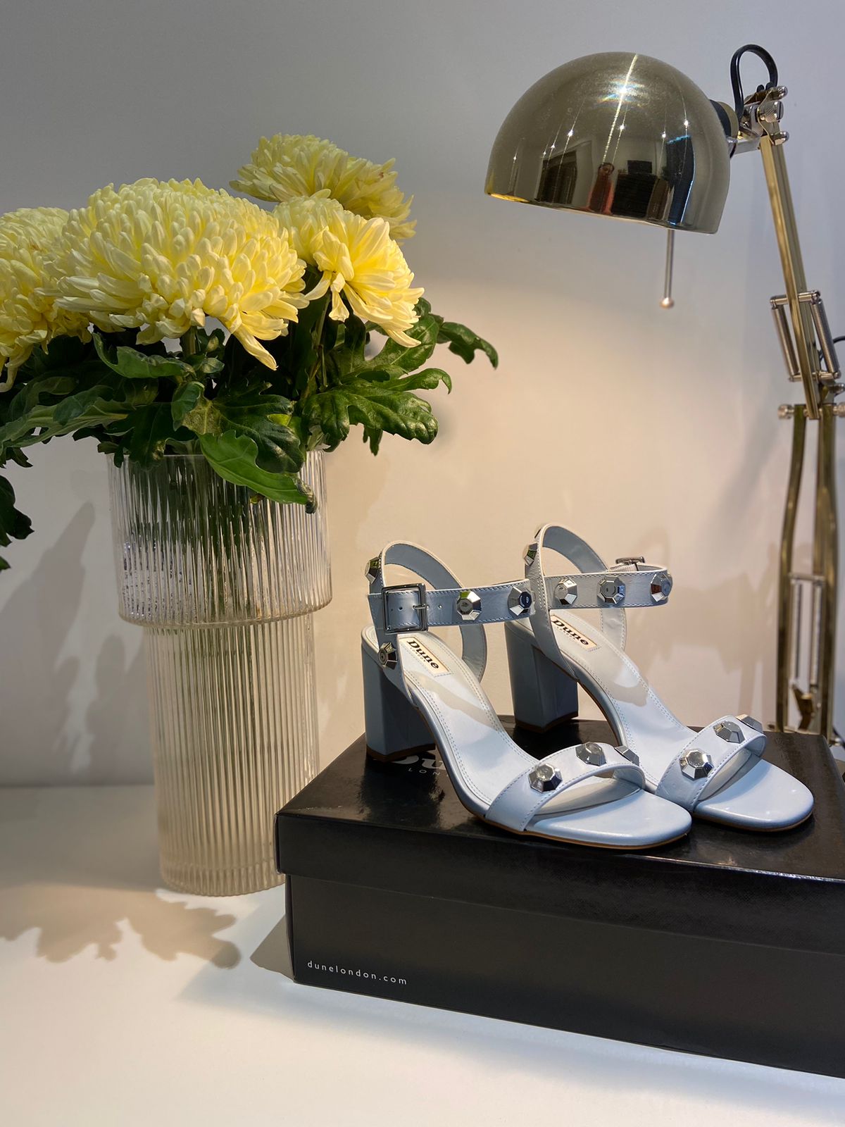 Dune London Manning Giant Stud Block Sandals