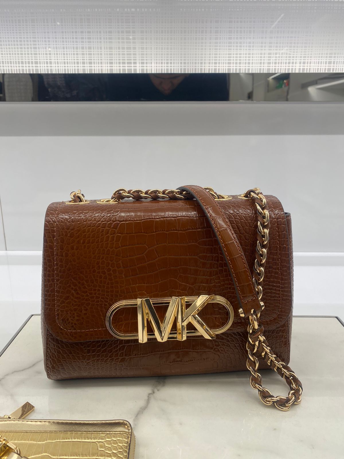 MICHAEL KORS Parker Medium Crocodile Embossed Leather Shoulder Bag