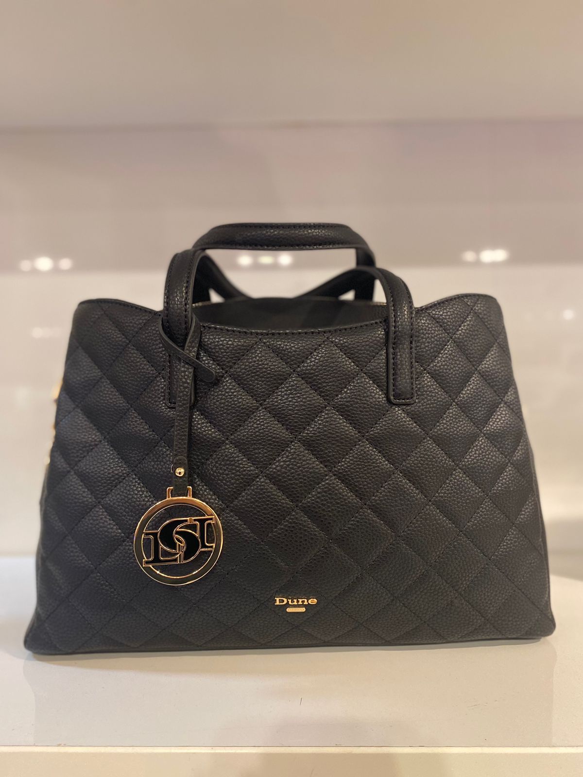 DUNE LONDON Black DIGNIFY Quilted Tote
