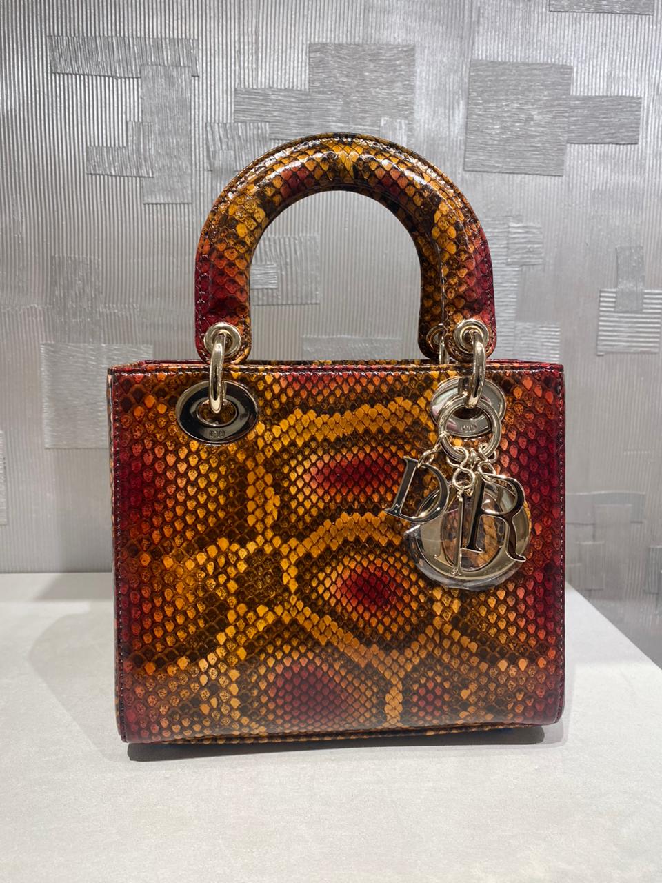 CHRISTIAN DIOR Multicolor Python Mini Lady Dior Bag
