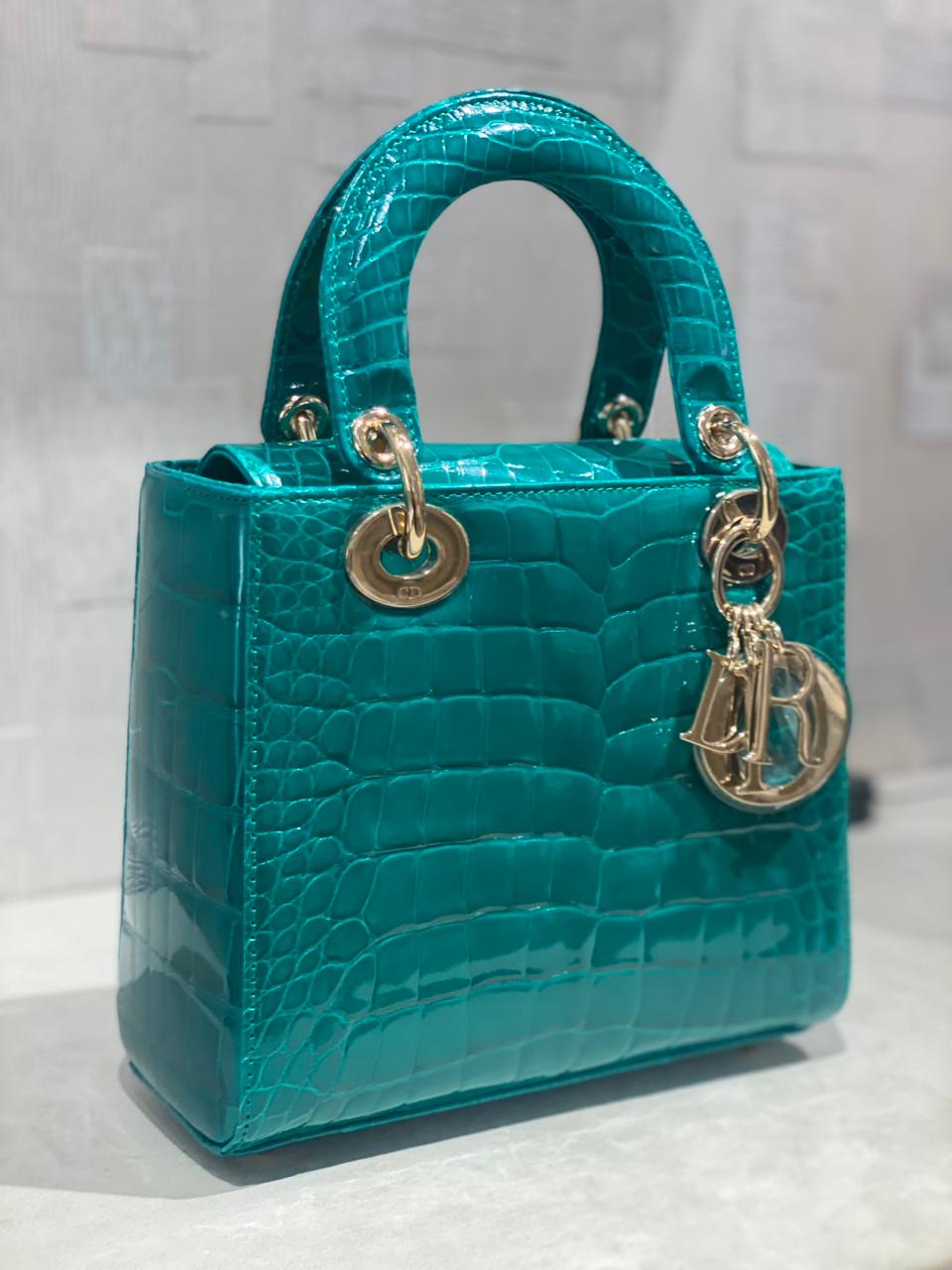 Christian Dior Aqua Crocodile Lady Bag