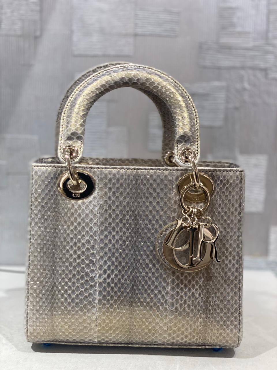 CHRISTIAN DIOR - Lady Dior silver mini bag