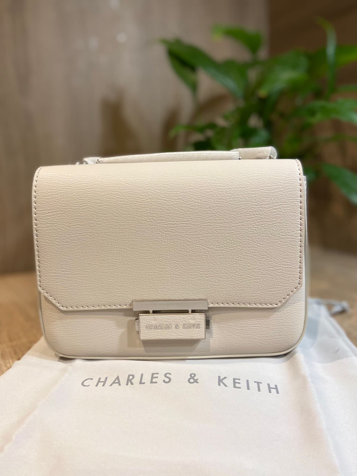 Charles & Keith Chain Strap Shoulder Bag - White