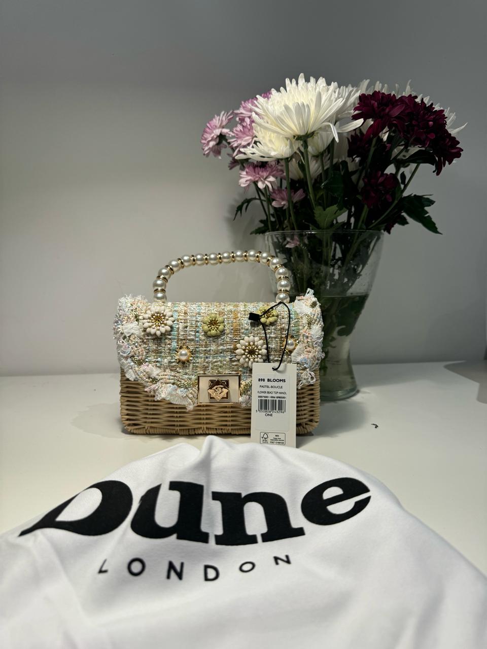 Dune London Blooms Flower Bead Top Handle Bag