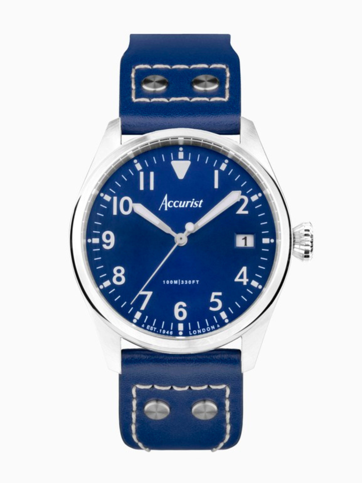 ACCURIST Aviation Blue Leather Strap 41mm Watch