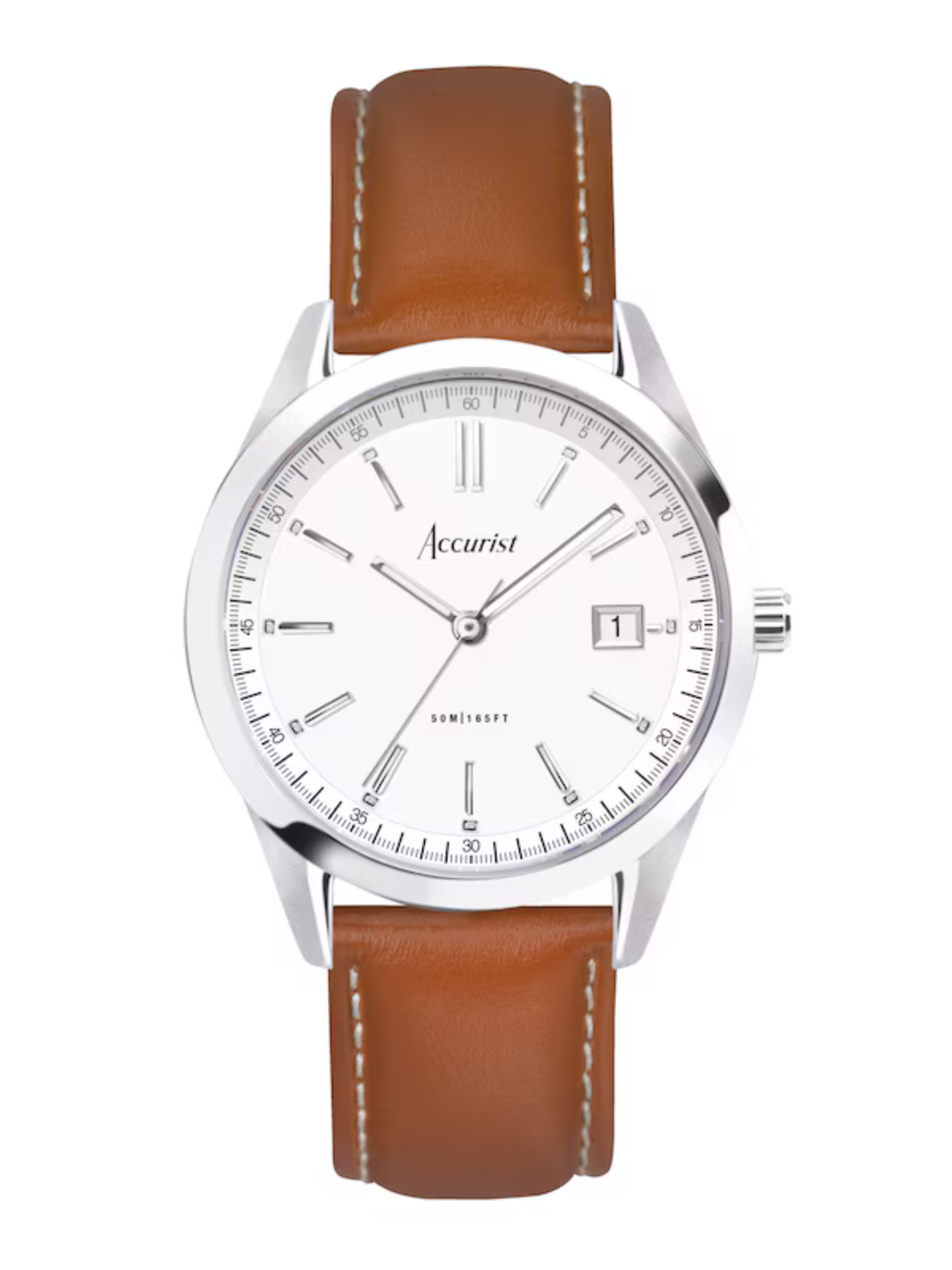 Accurist Everyday Men's White Dial & Brown Leather Strap Watch