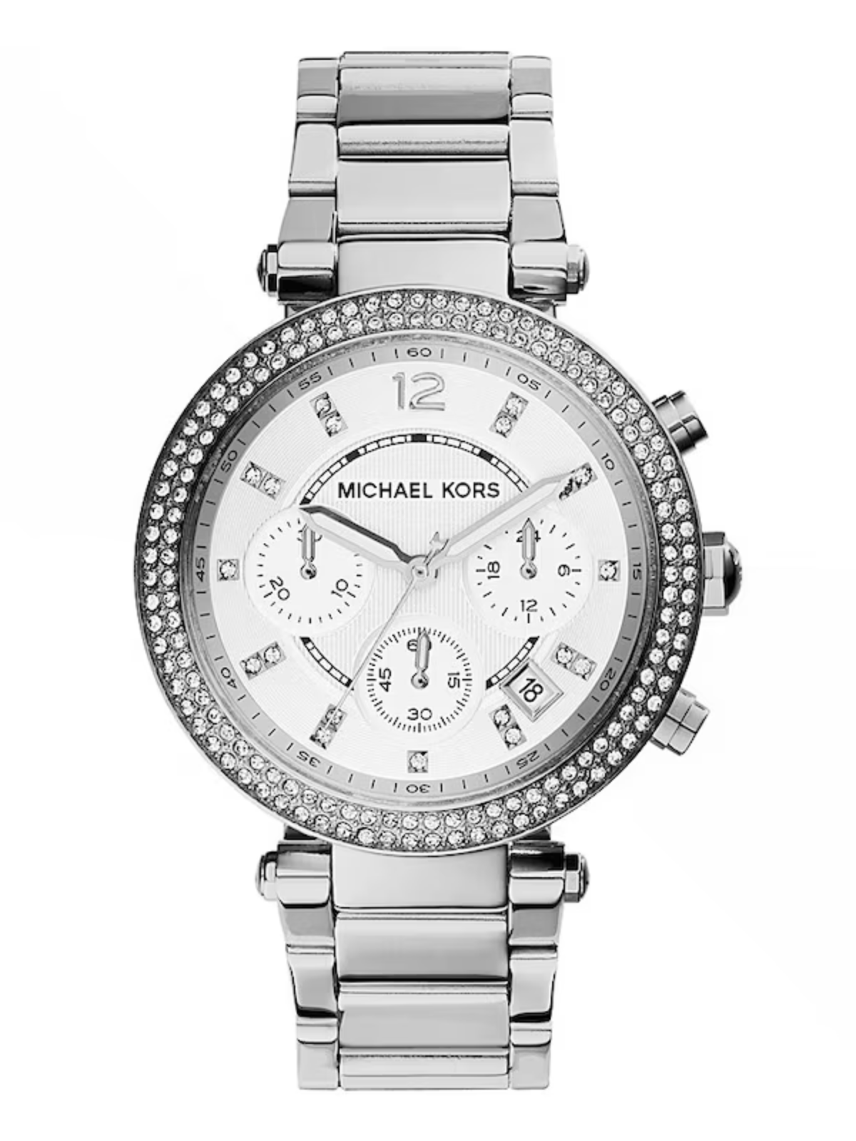 Michael Kors Parker Ladies' White Dial Stainless Steel Bracelet Watch