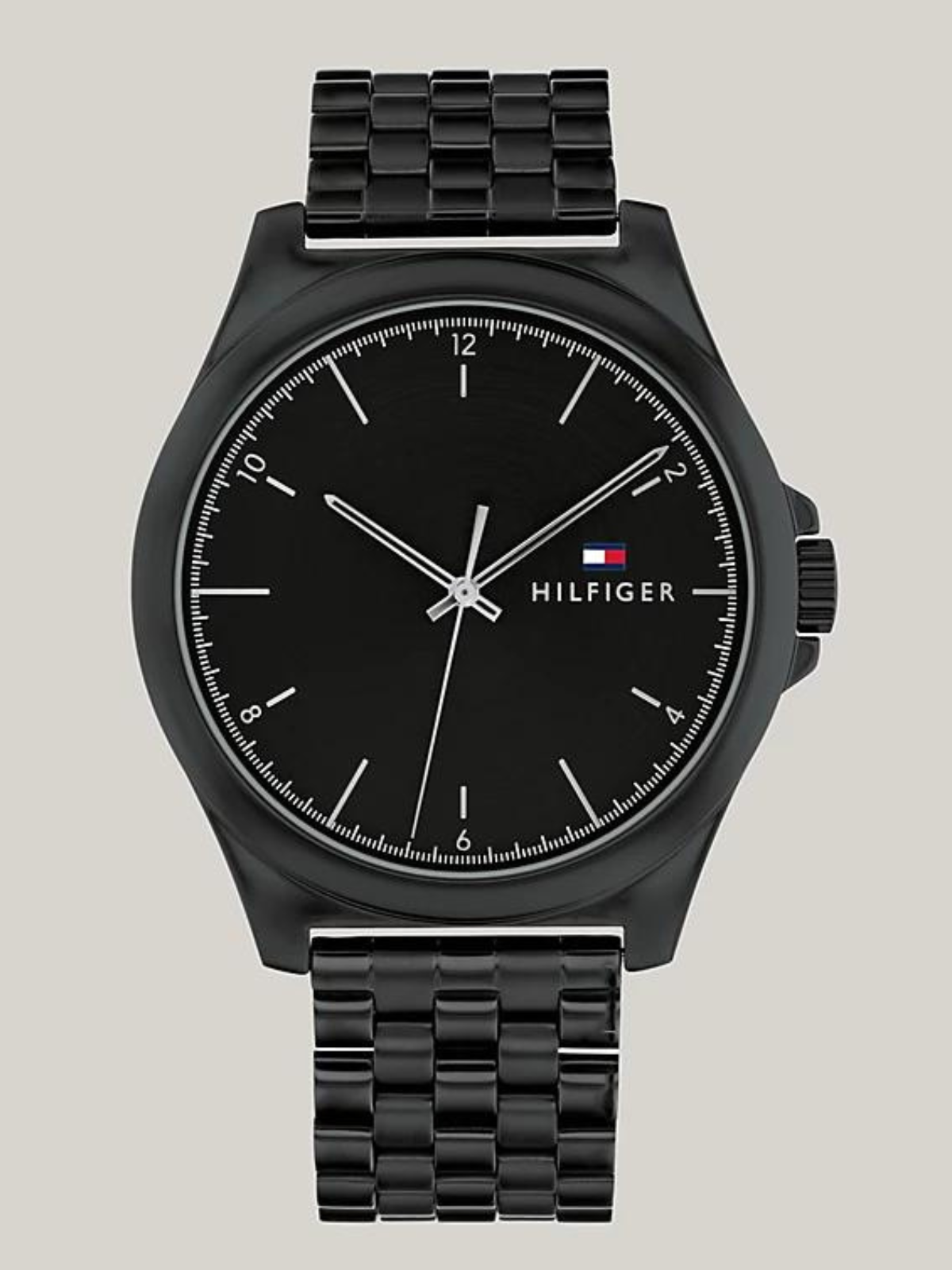 TOMMY HILFIGER BLACK IONIC-PLATED STAINLESS STEEL BRACELET WATCH