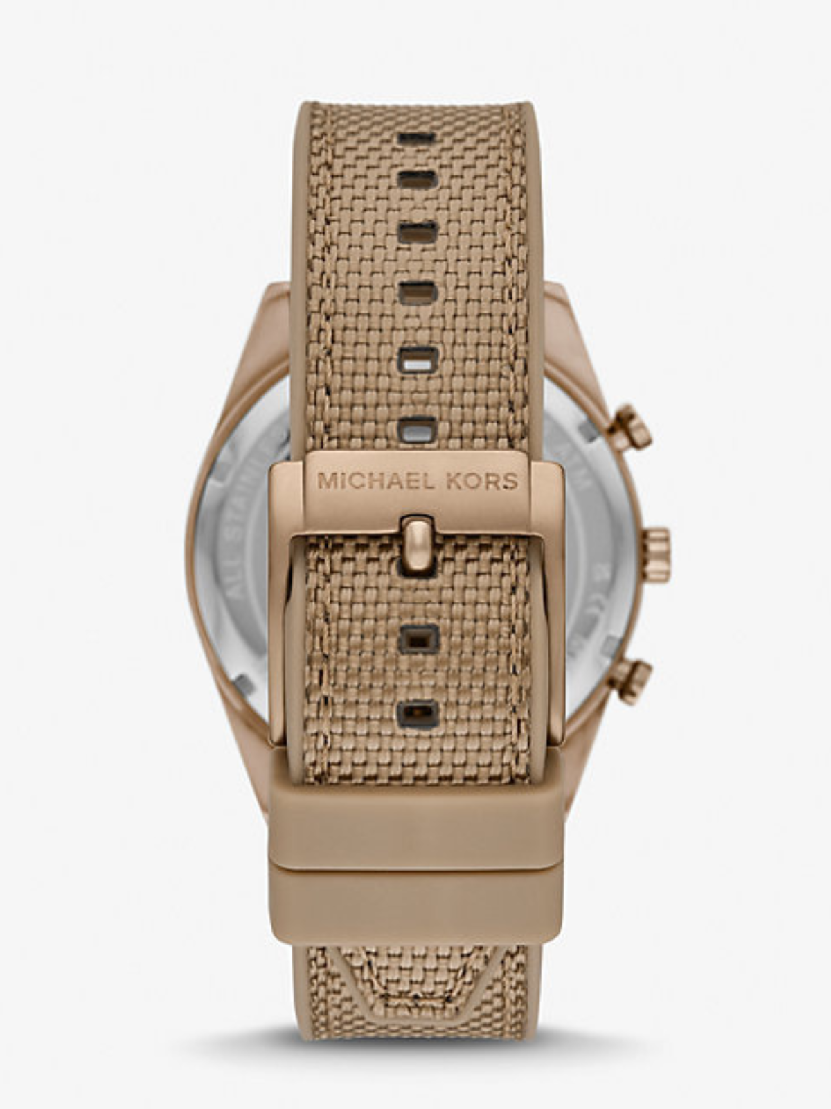 MICHAEL KORS Oversized Accelerator Beige Gold-Tone and Nylon Watch