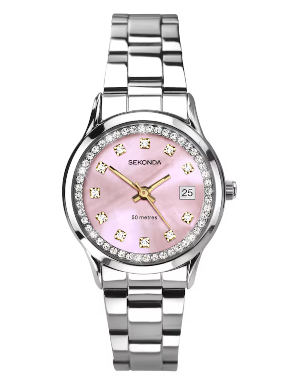 Sekonda Catherine Ladies' Crystal Pink Mother of Pearl Silver Watch