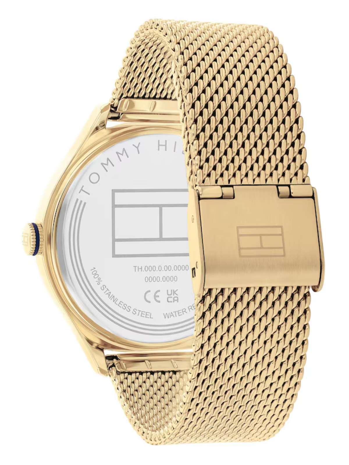 Tommy Hilfiger Ladies' Stone Set Bezel Gold Tone Mesh Strap Watch
