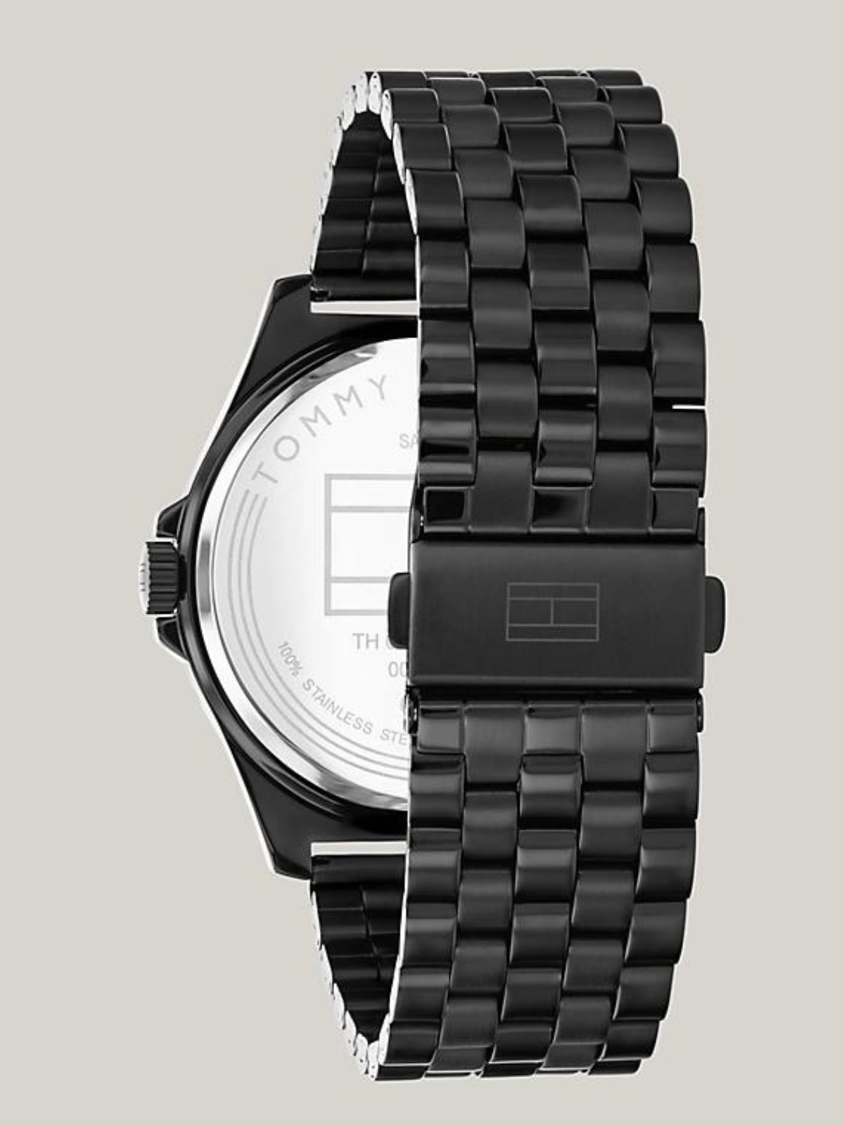 TOMMY HILFIGER BLACK IONIC-PLATED STAINLESS STEEL BRACELET WATCH