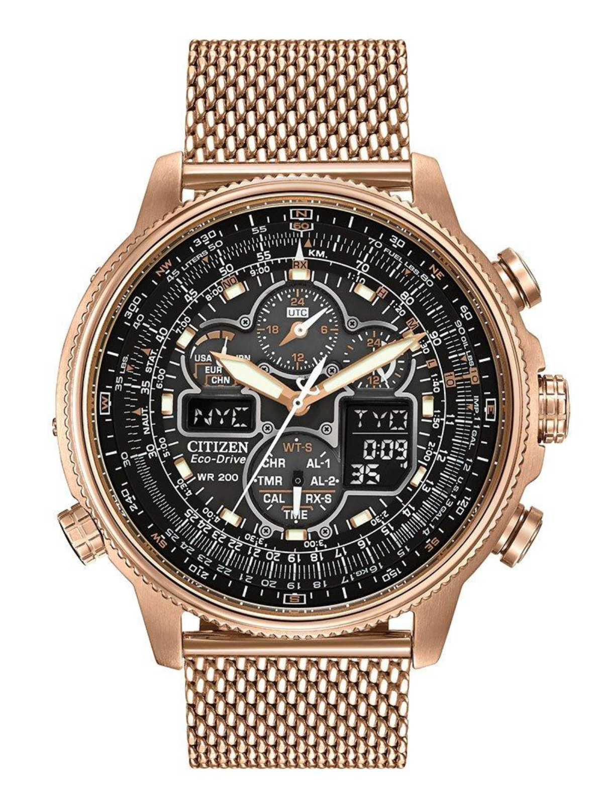 Citizen Eco-Drive Navihawk AT Rose Gold Tone Chronograph Men's Watch