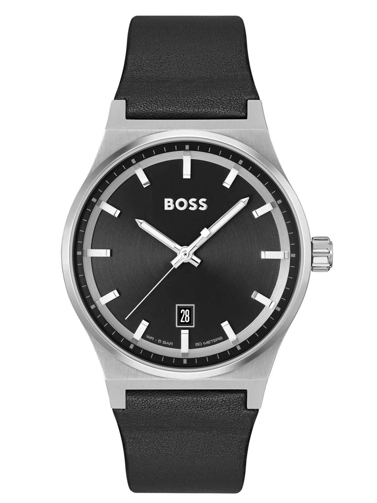 BOSS Candor Black Leather 41mm Mens Watch